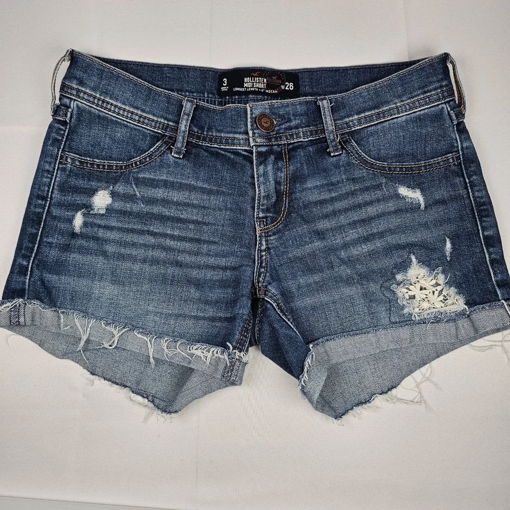 HOLLISTER Blue Denim Midi Denim Jeans‎ Shorts ~ Size 3